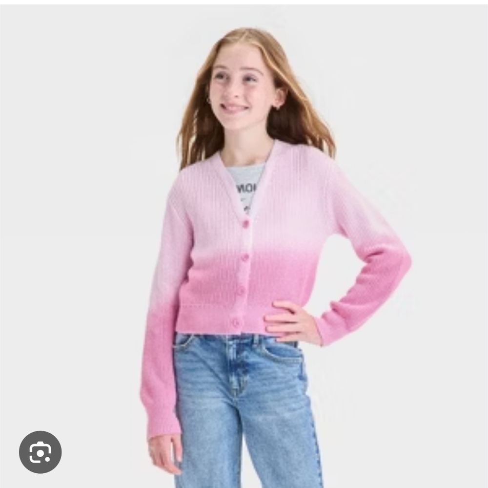 Pink Ombre Kids Cardigan Cotton Size 8 NWT